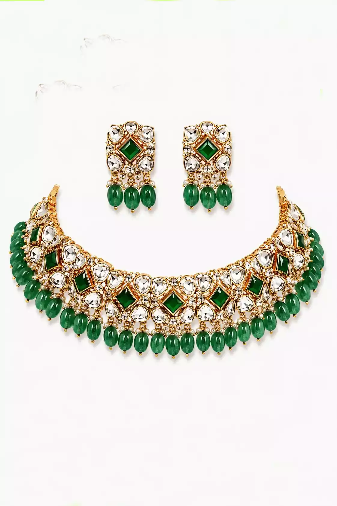 Riva Emerald Kundan Oxidised Choker Set