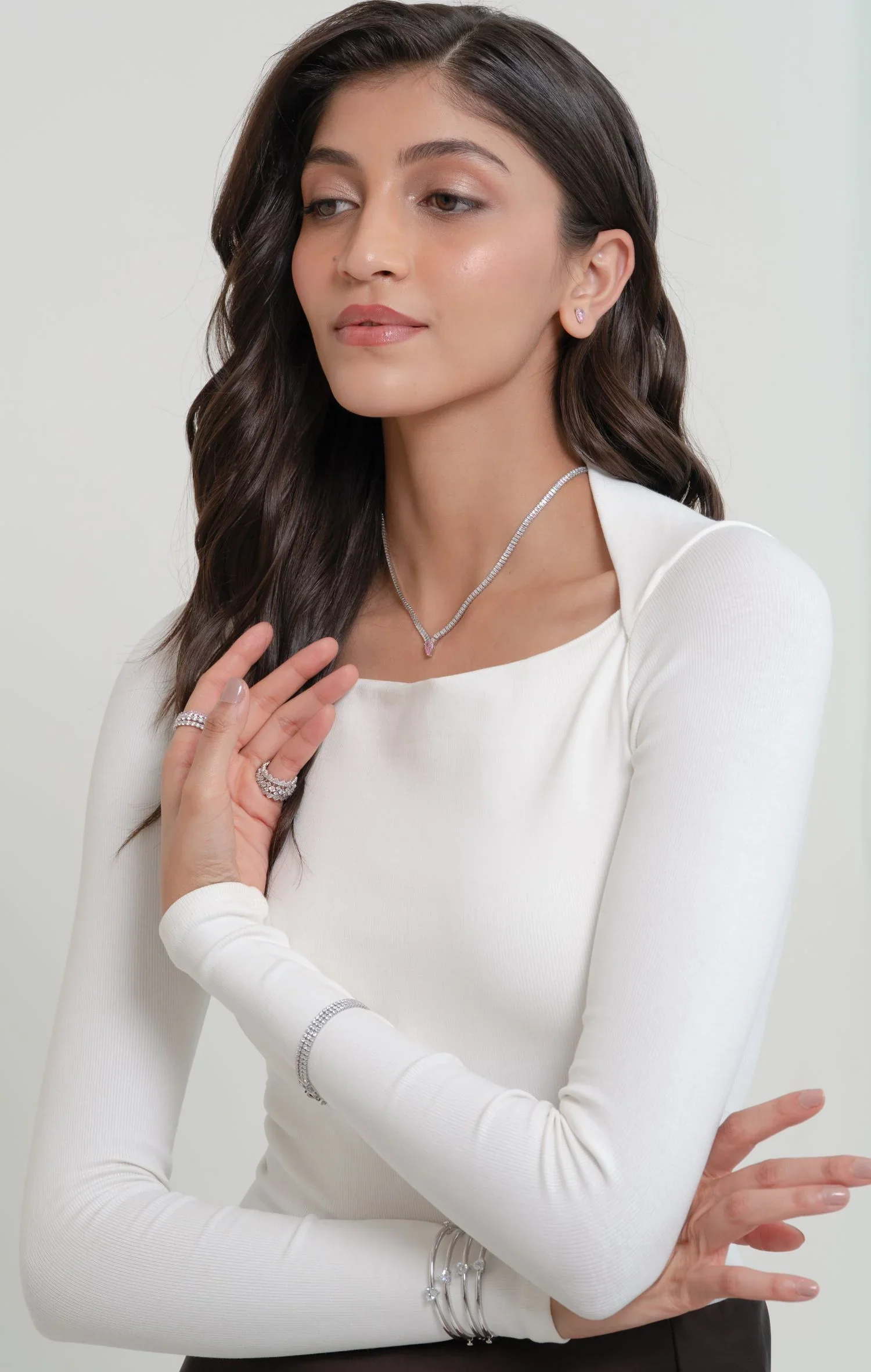 Rosé Drop Diamond Necklace Set - Image 4