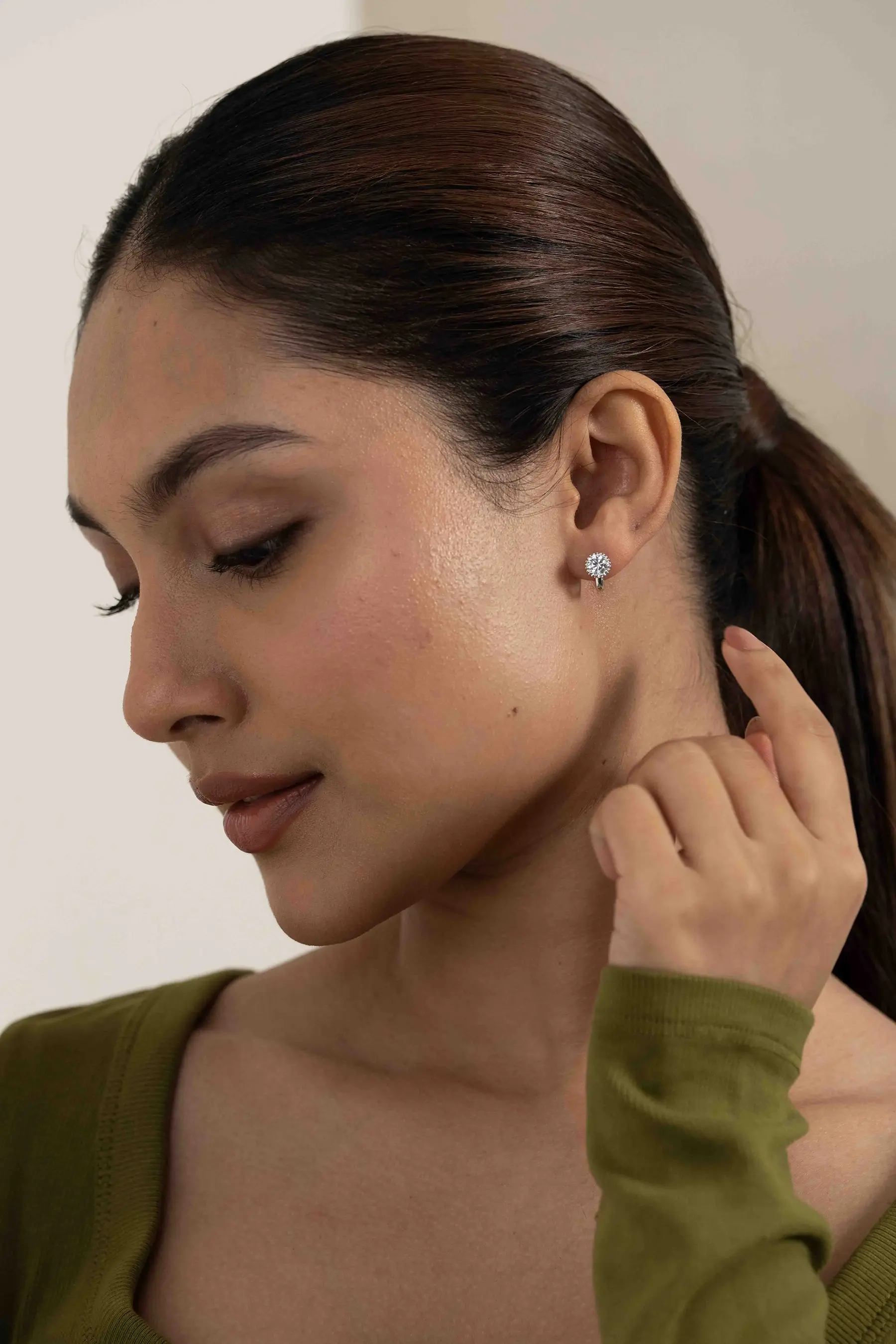Round Diamond Solitaire Studs - Image 2