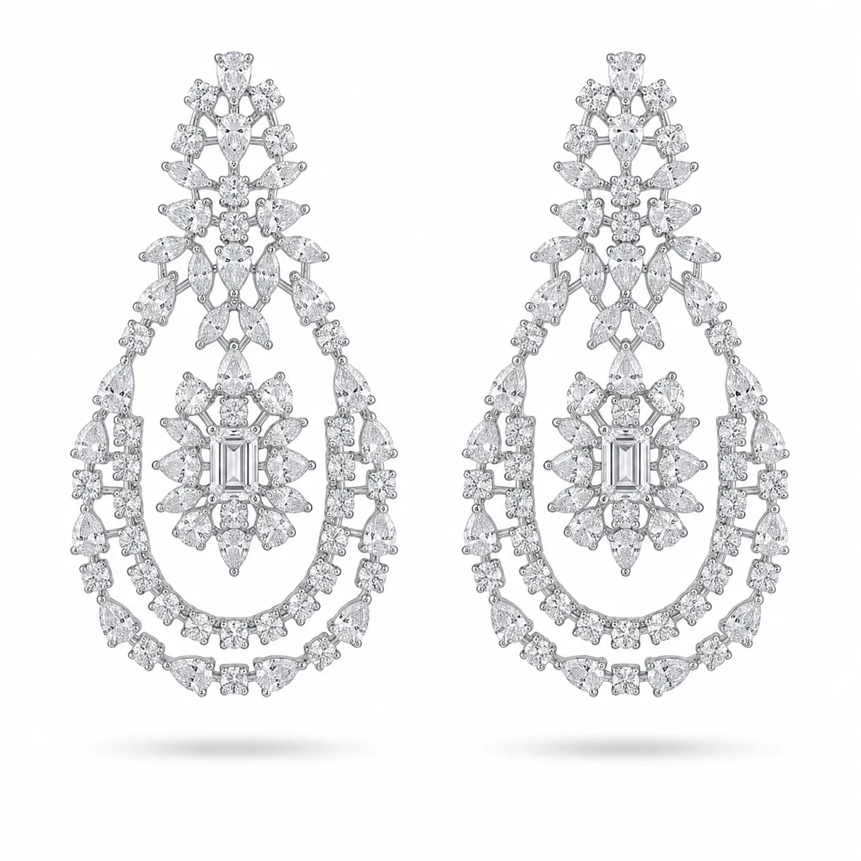 Royal Emerald-Cut Diamond Statement Earrings
