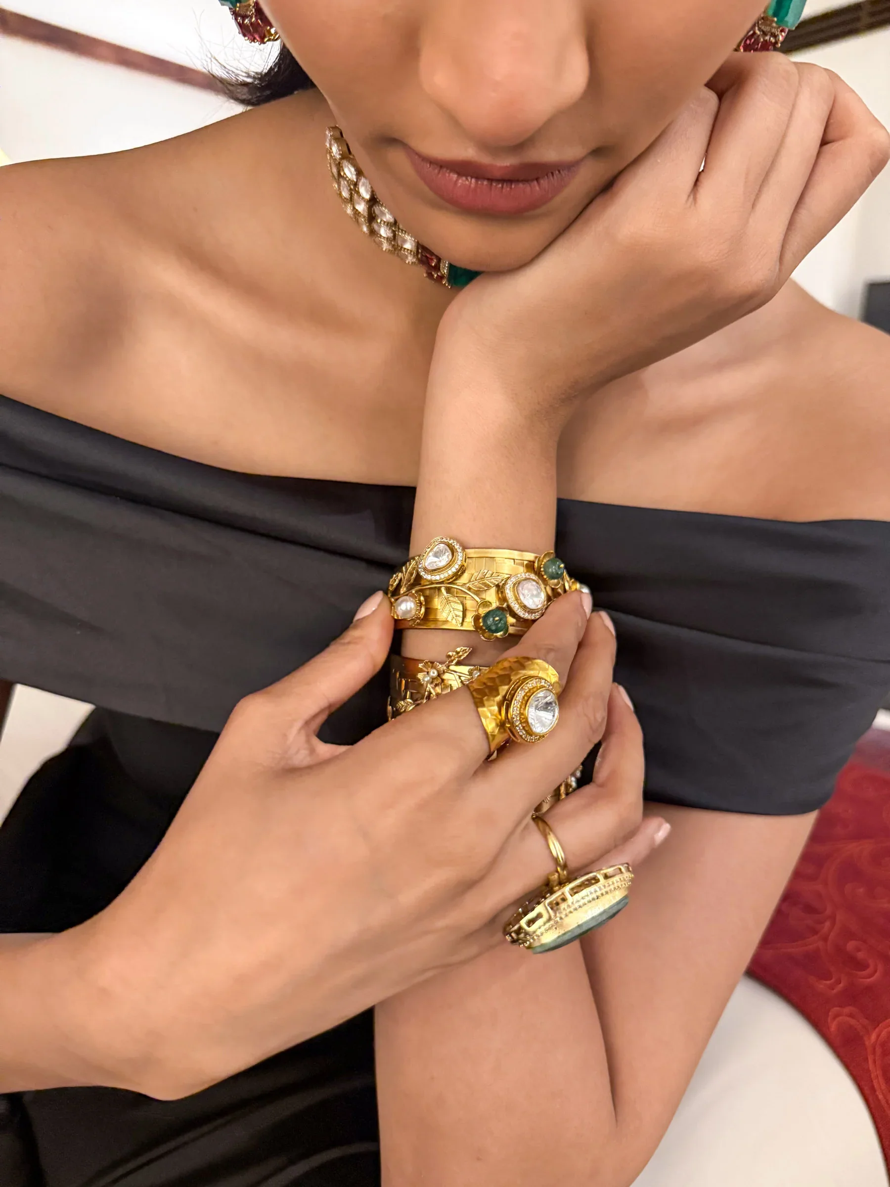 Samaira Gold Crystal Circular Sp Ring - Image 5