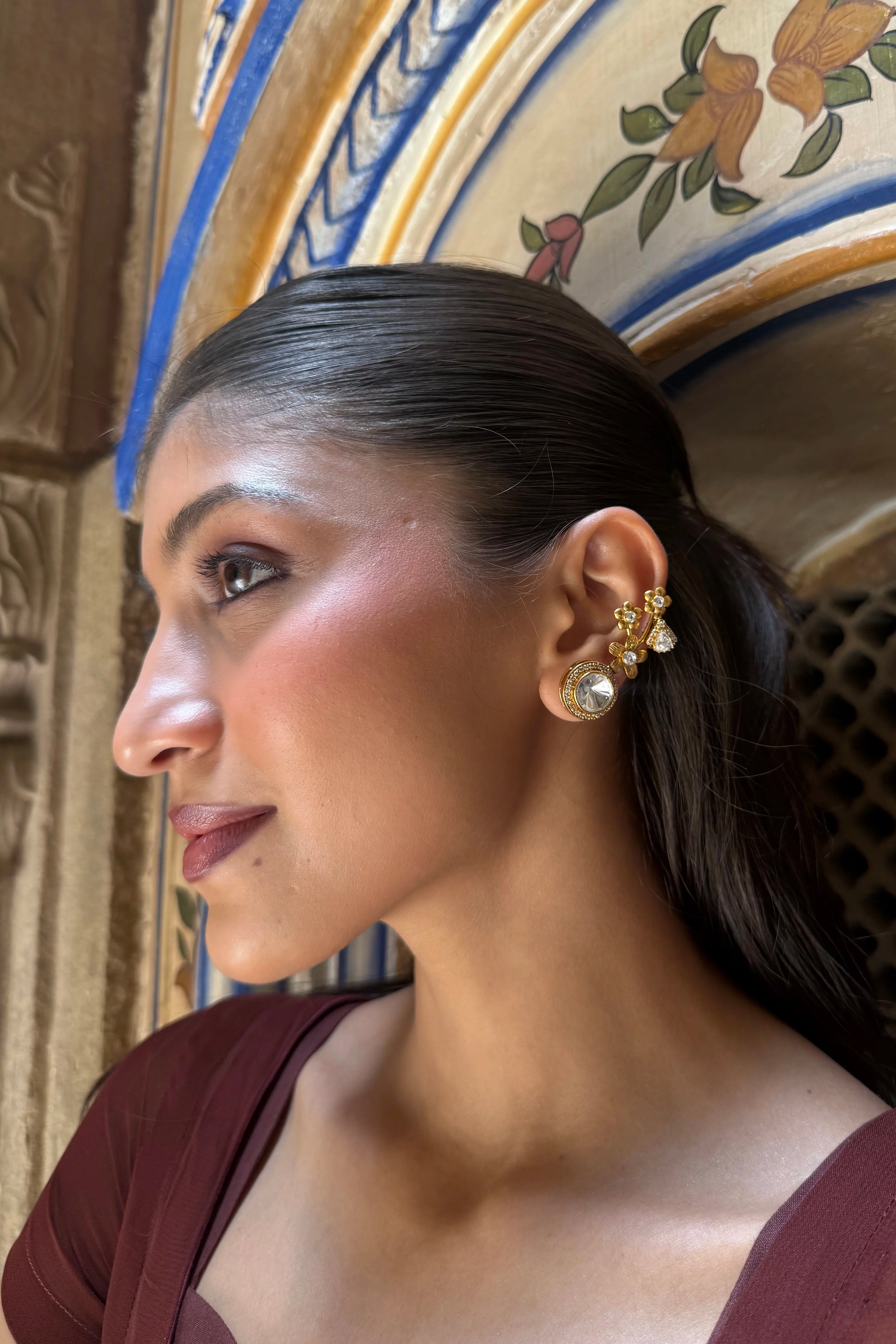 Saumya Quiet Garden Pearl Polki Ear Cuff - Image 2