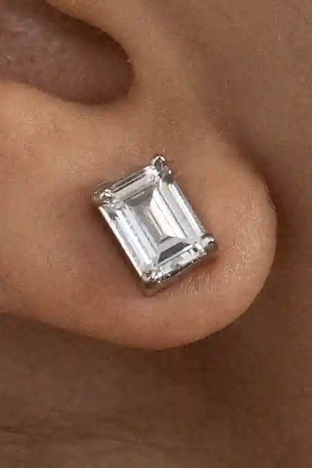 Square Pearl Solitaire Studs - Image 2
