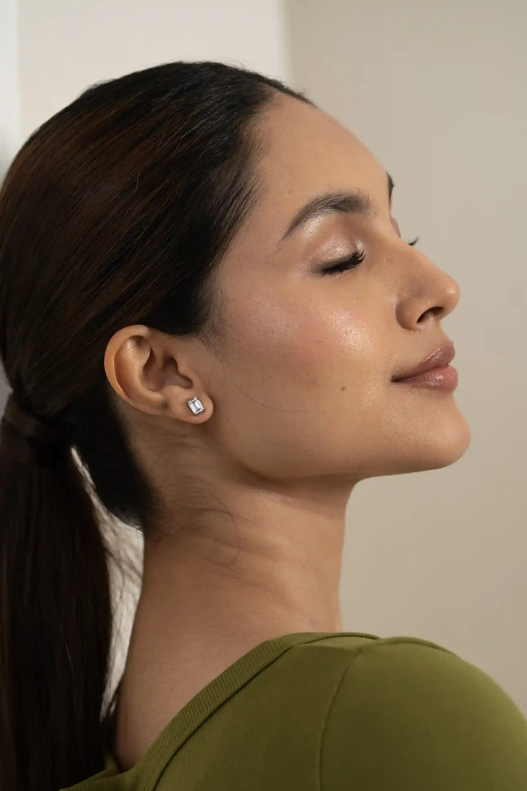 Square Pearl Solitaire Studs - Image 5