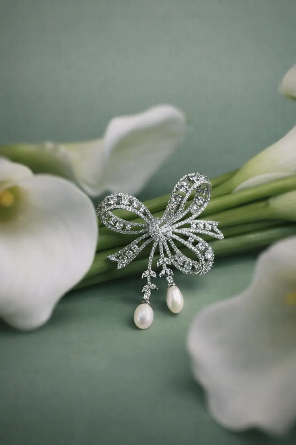 The Pearl Cascade Bow Taramati Brooch - Image 2