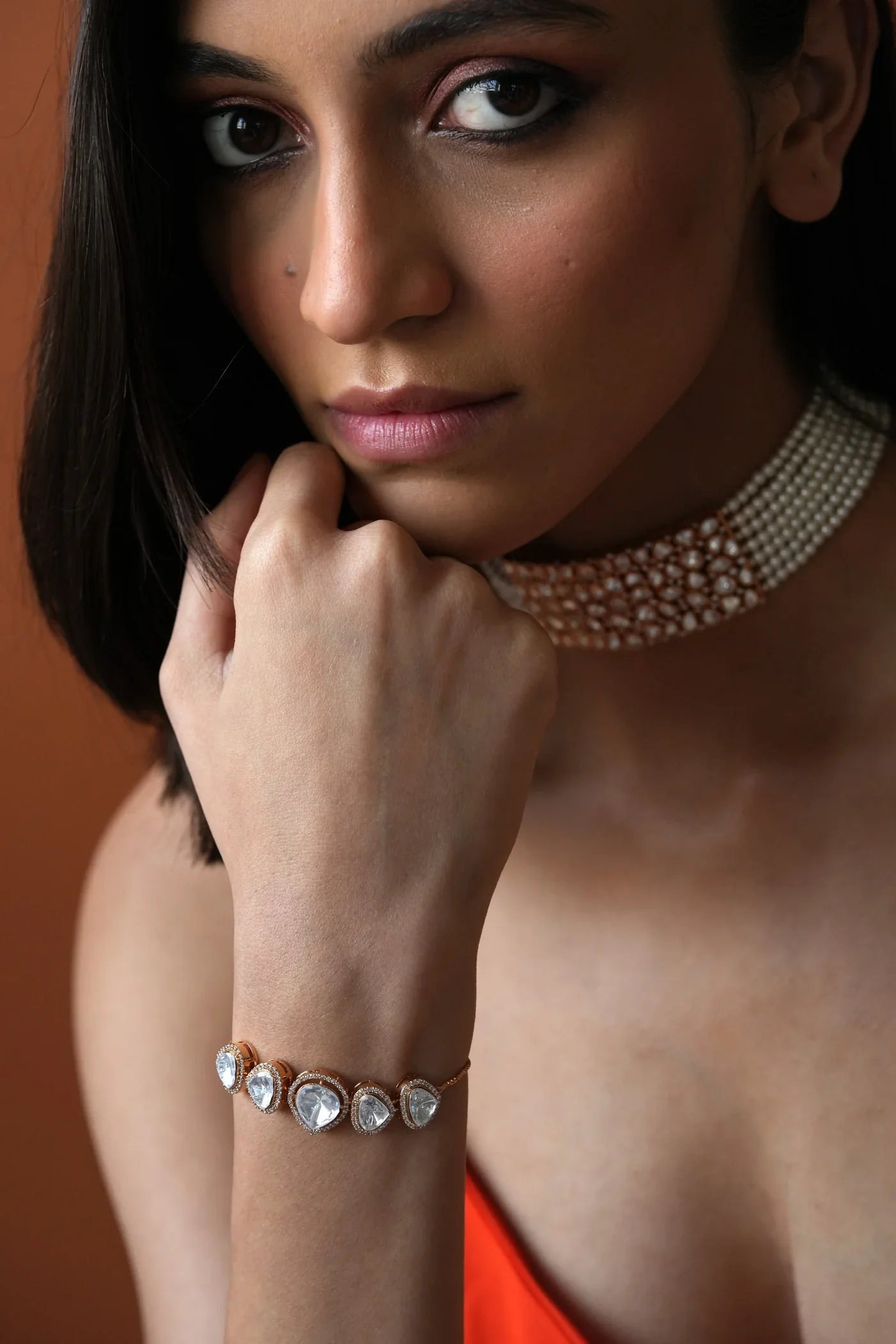 Aneri Uneven 5 Big Polki Loose Adjustable Bracelet - Image 4