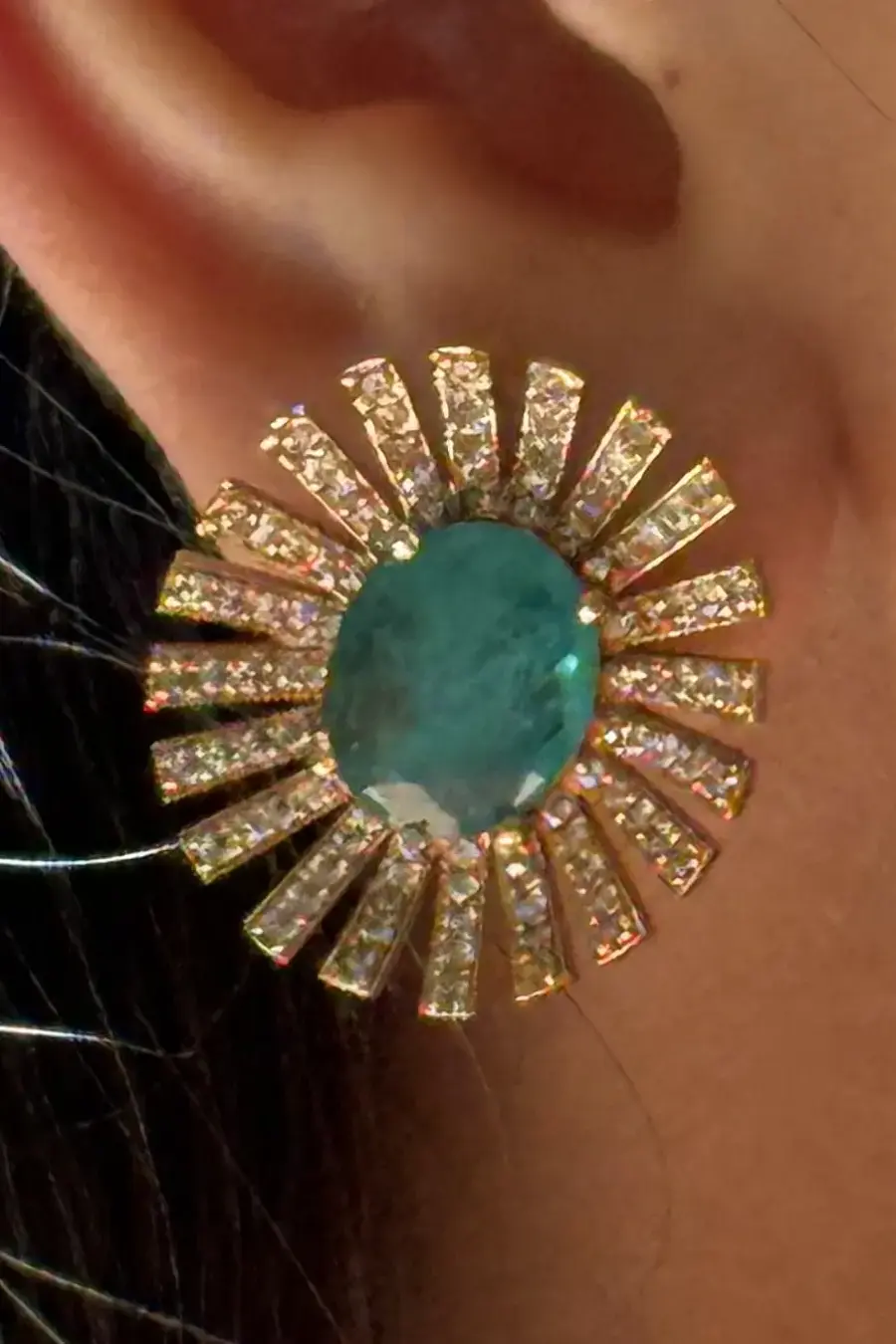 Usha Morning Ray Emerald Polki Stud Earrings - Image 3