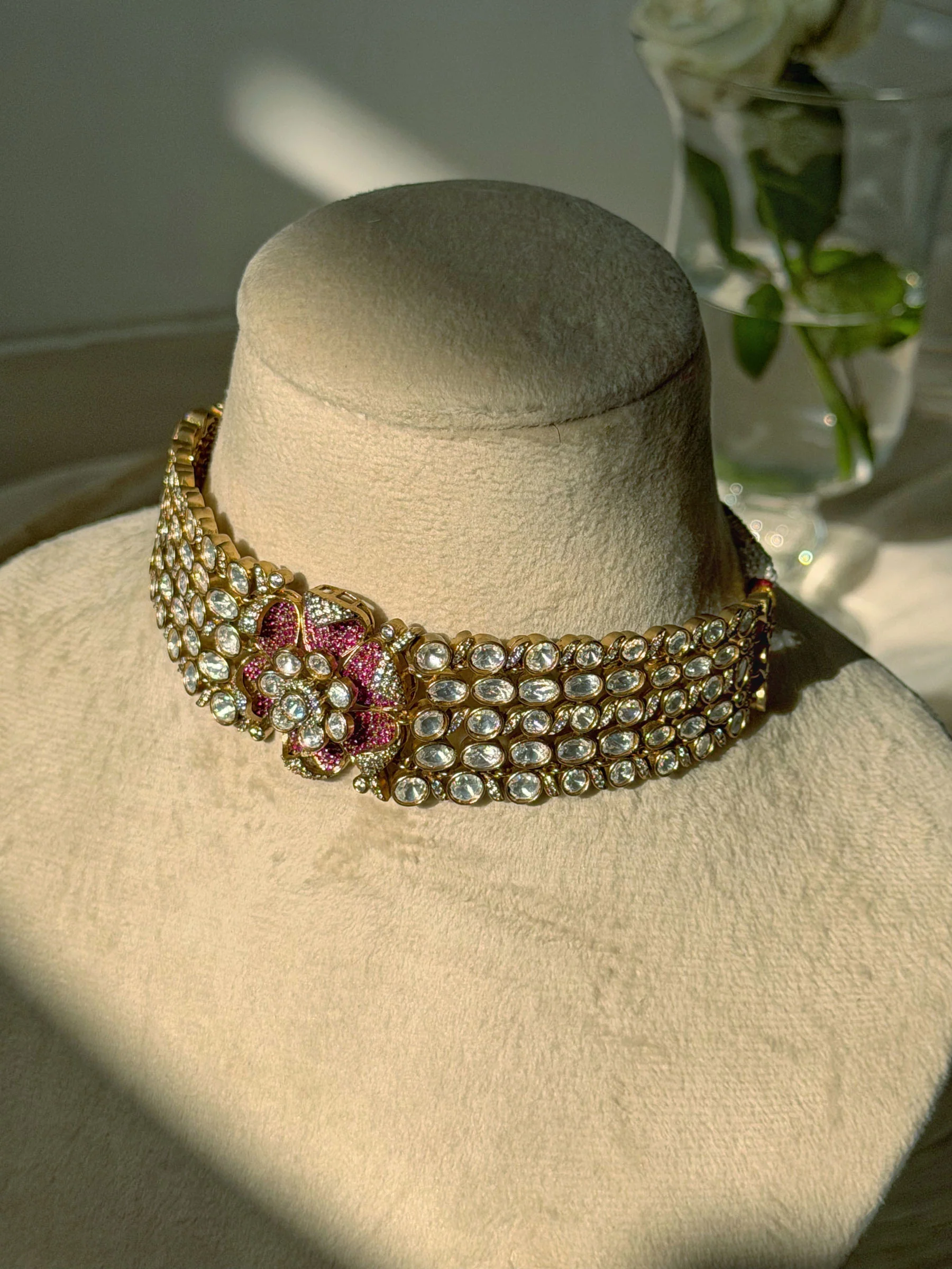 Yashvi Ruby Bead Floral Choker Set - Image 4